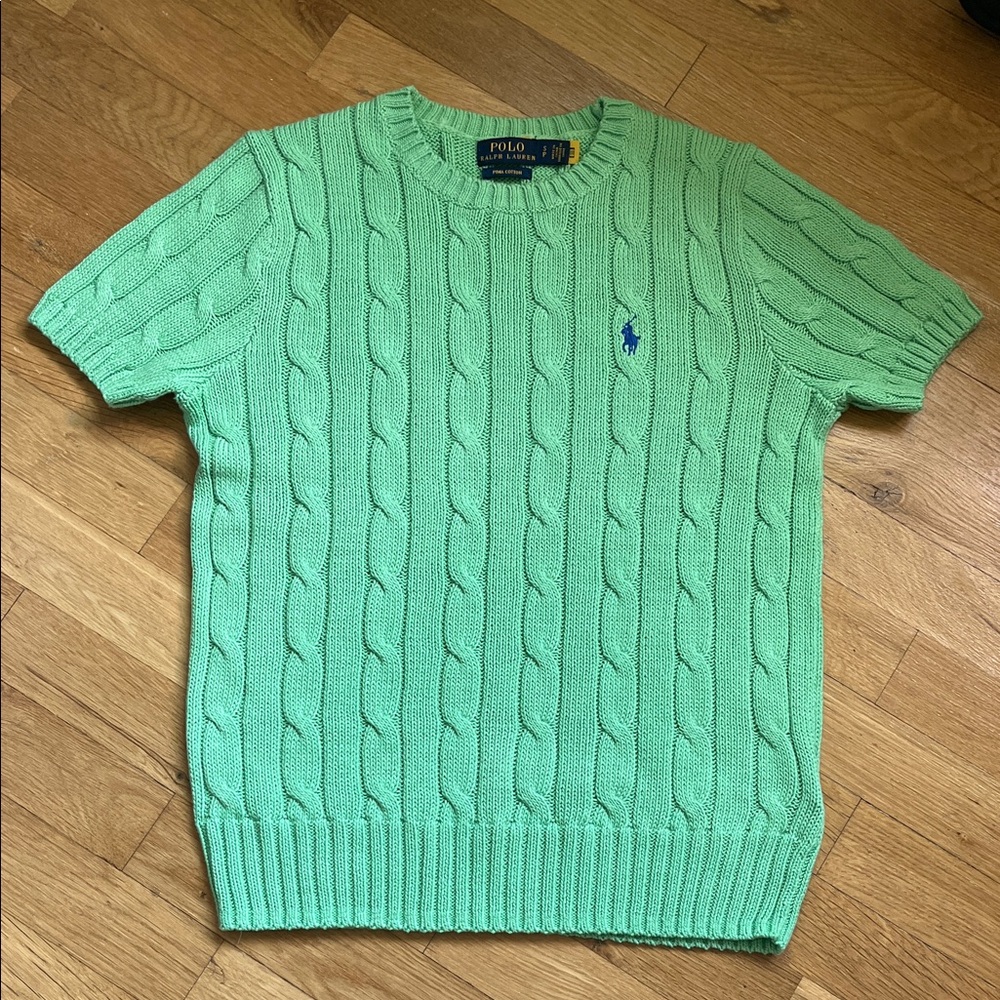 Polo by Ralph Lauren Mint Cable Knit Crewneck Sweater